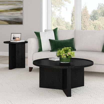 Hudson & Canal - Gunnar 32in Wide Round Coffee Table in Black Grain - CT2118 veiw 7