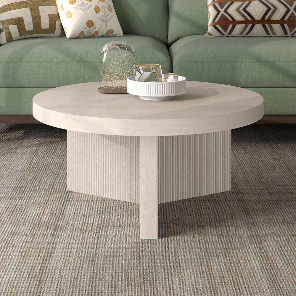 Hudson & Canal - Holm 32in Wide Round Coffee Table in Alder White - CT2096 veiw 5