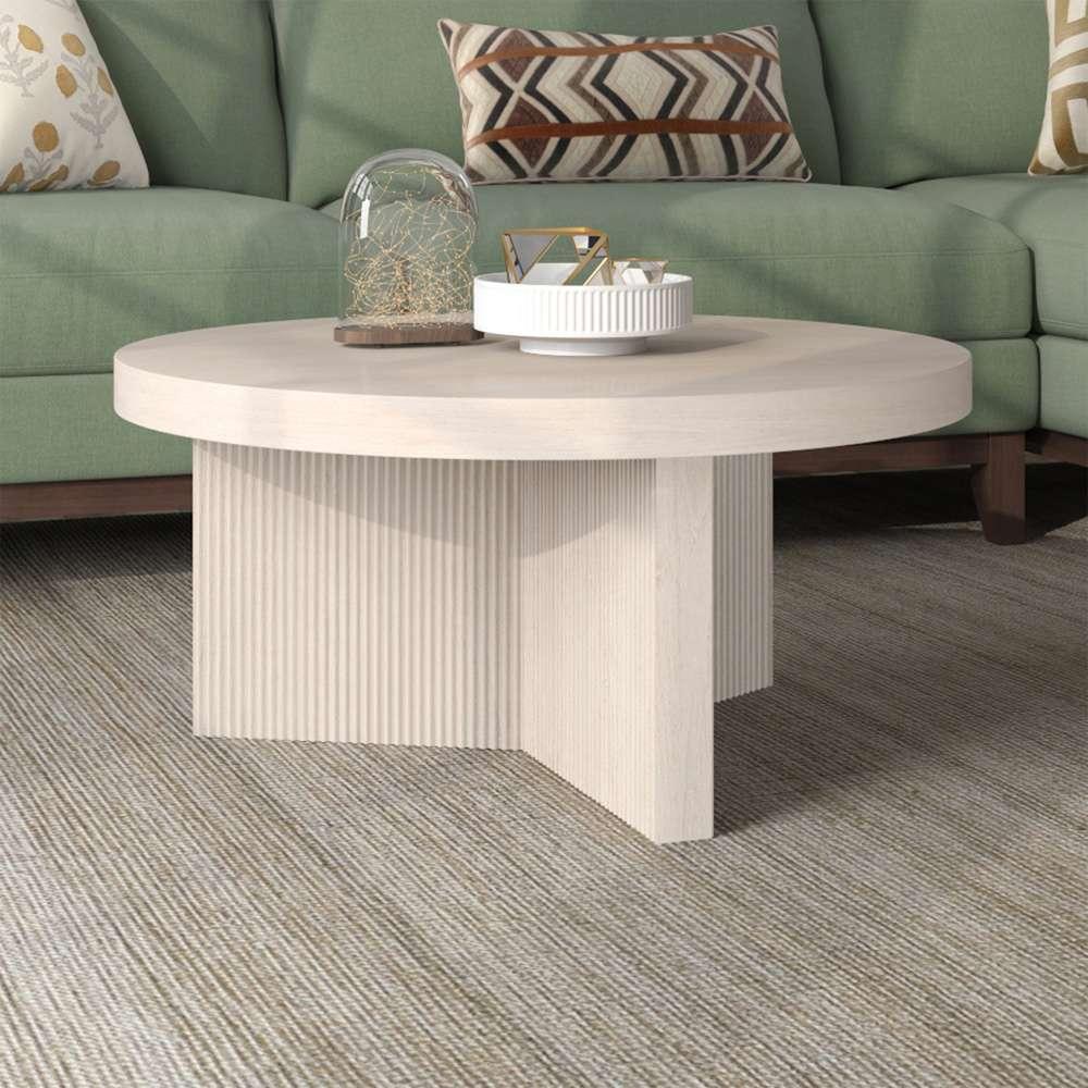 Hudson & Canal - Holm 32in Wide Round Coffee Table in Alder White - CT2096 veiw 6