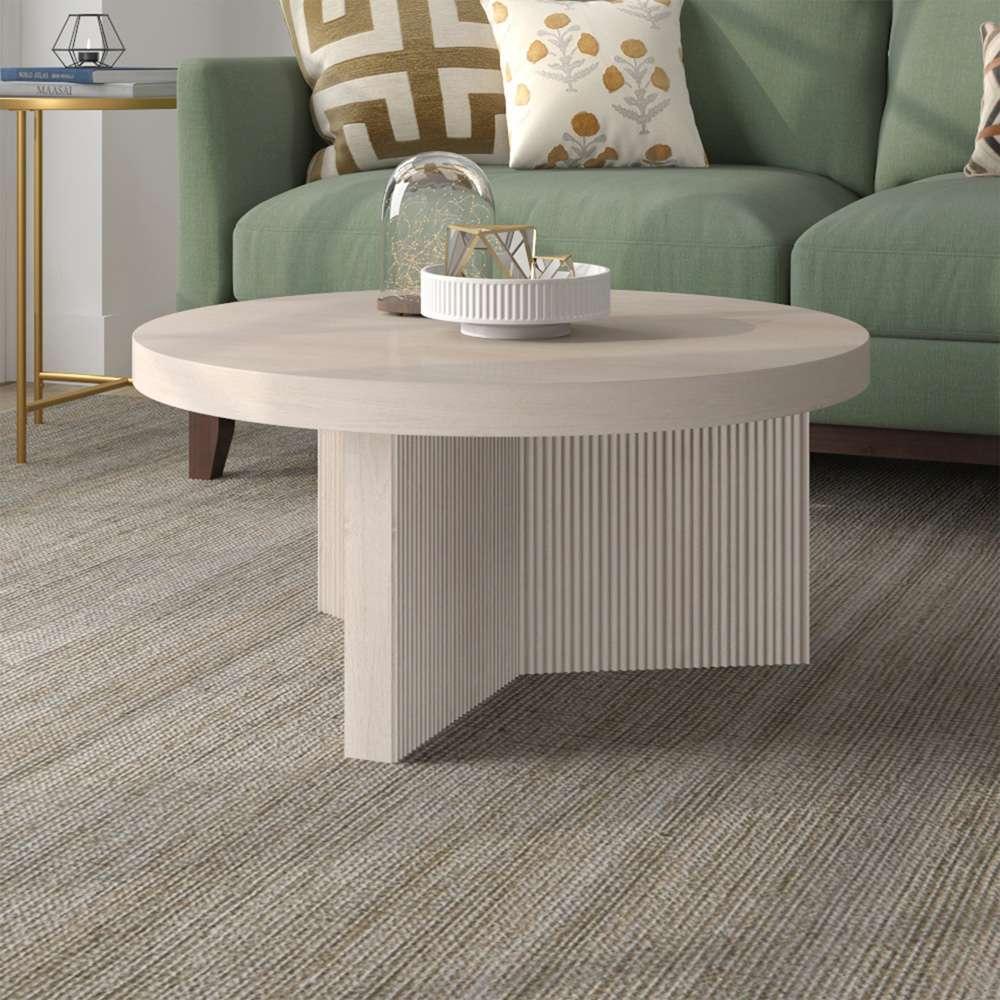 Hudson & Canal - Holm 32in Wide Round Coffee Table in Alder White - CT2096 veiw 7