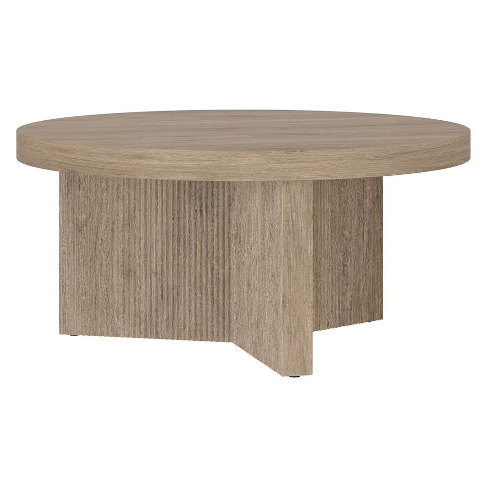 Hudson & Canal - Holm 32in Wide Round Coffee Table in Antiqued Gray Oak - CT2095 veiw 1