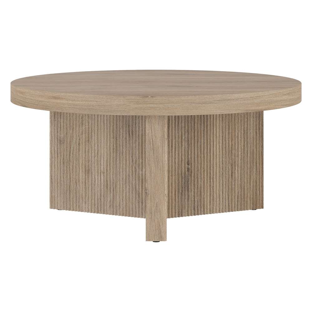 Hudson & Canal - Holm 32in Wide Round Coffee Table in Antiqued Gray Oak - CT2095 veiw 2