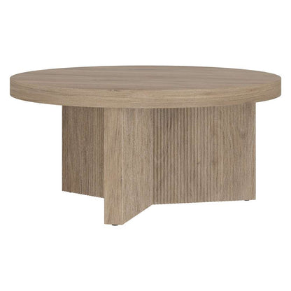 Hudson & Canal - Holm 32in Wide Round Coffee Table in Antiqued Gray Oak - CT2095 veiw 3