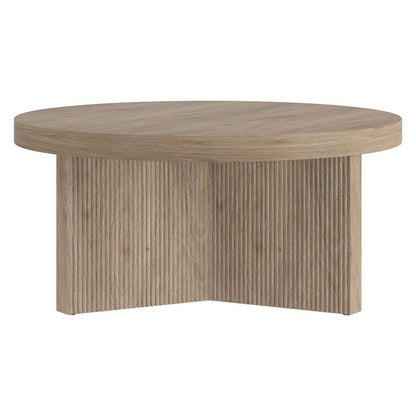 Hudson & Canal - Holm 32in Wide Round Coffee Table in Antiqued Gray Oak - CT2095 veiw 4