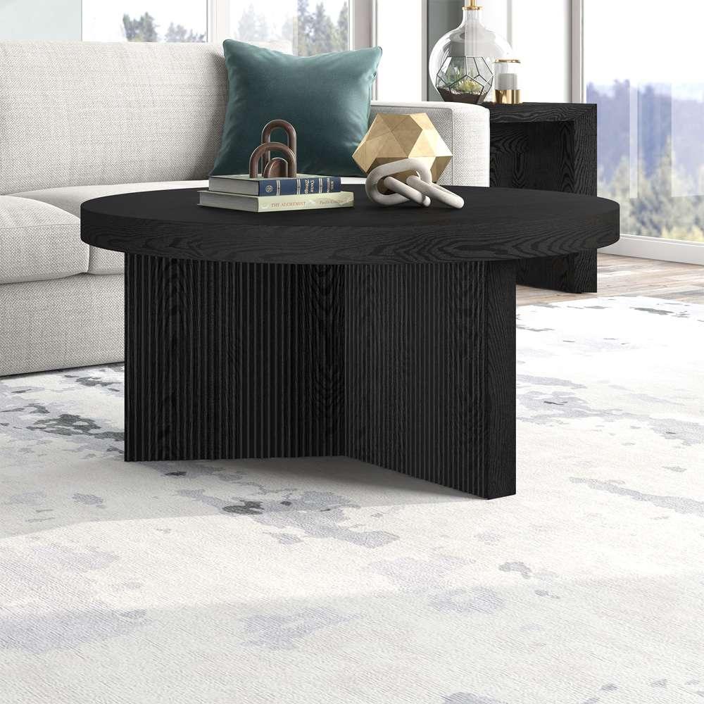 Hudson & Canal - Holm 32in Wide Round Coffee Table in Black Grain - CT2094 veiw 6