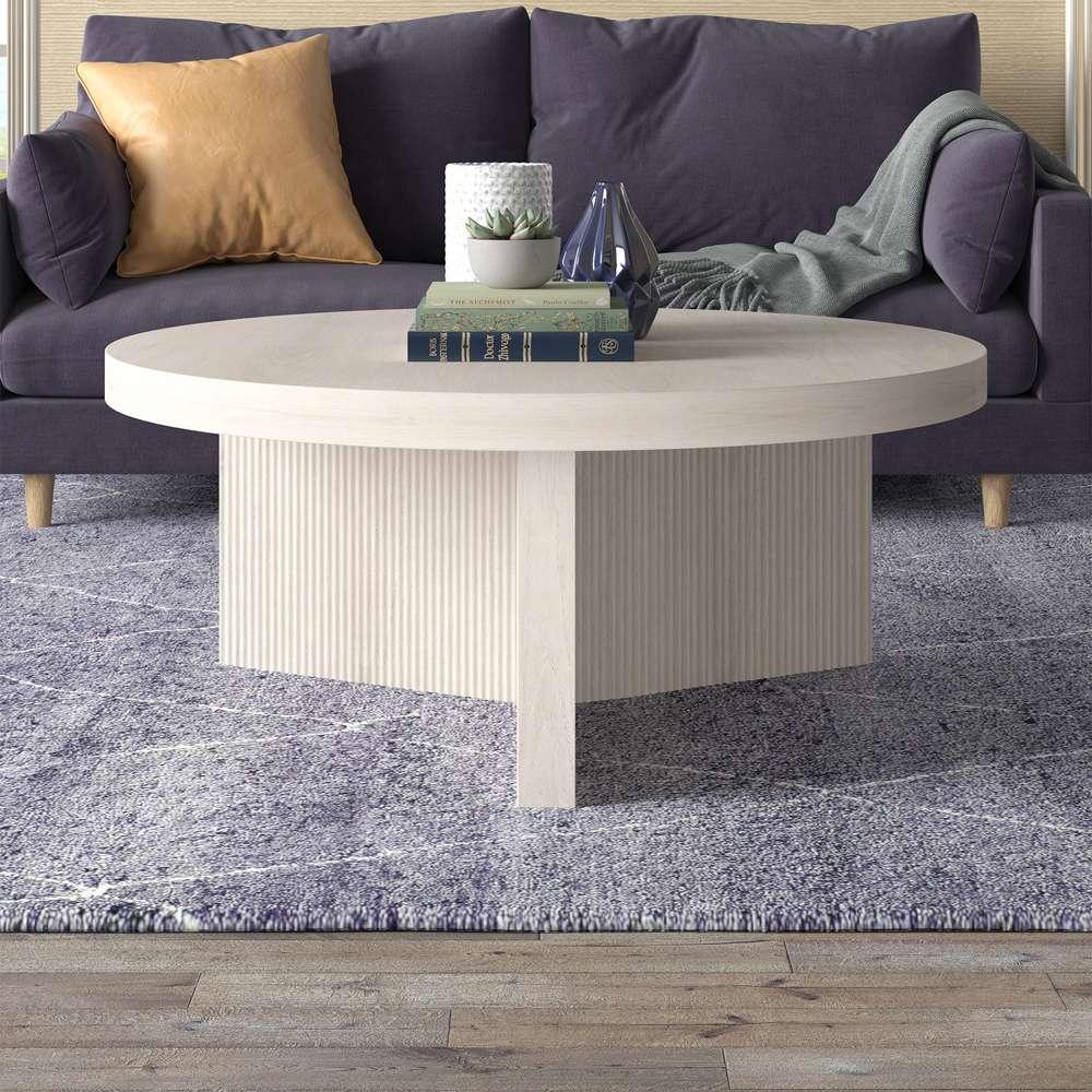 Hudson & Canal - Holm 36in Wide Round Coffee Table in Alder White - CT2099 veiw 5