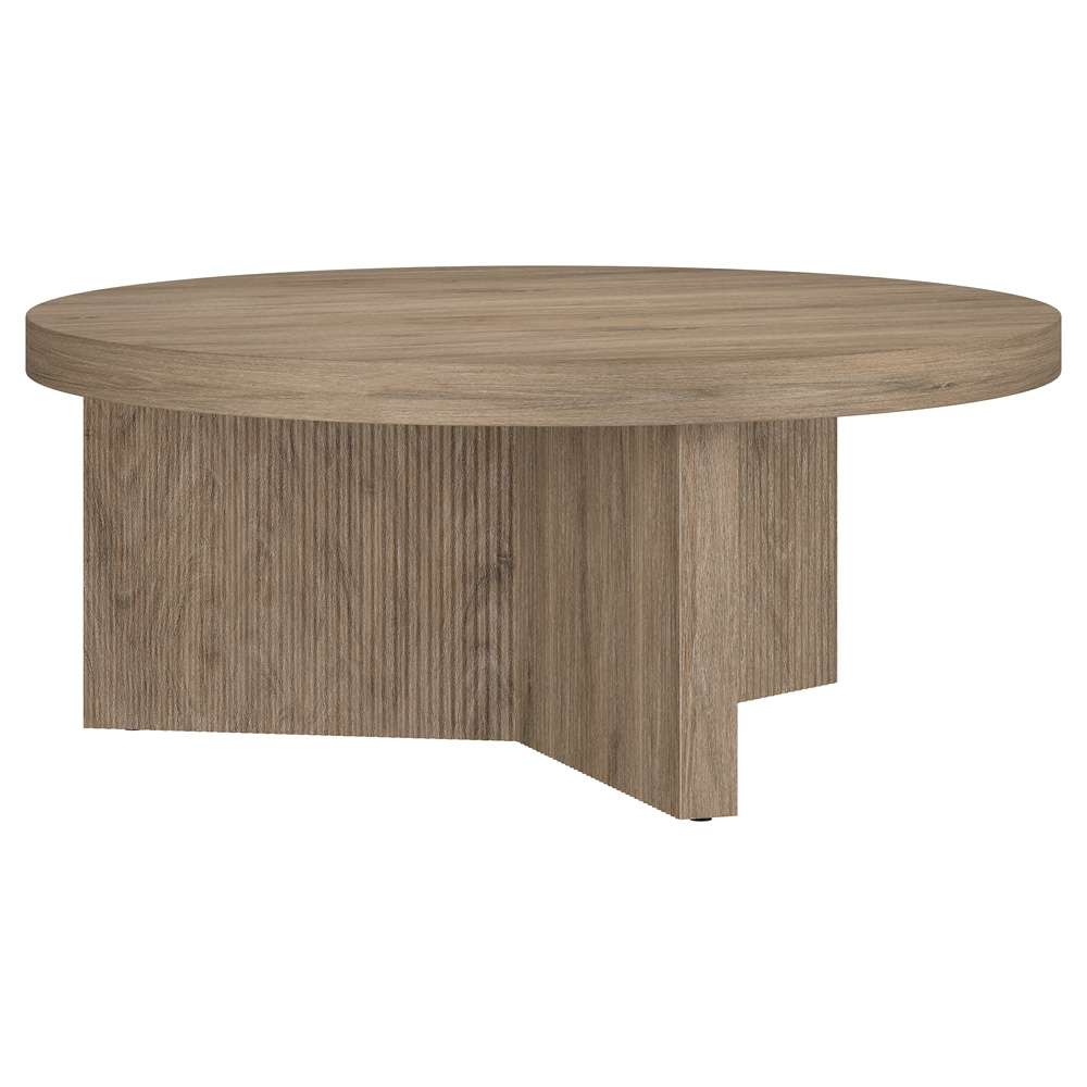 Hudson & Canal - Holm 36in Wide Round Coffee Table in Antiqued Gray Oak - CT2098 veiw 1
