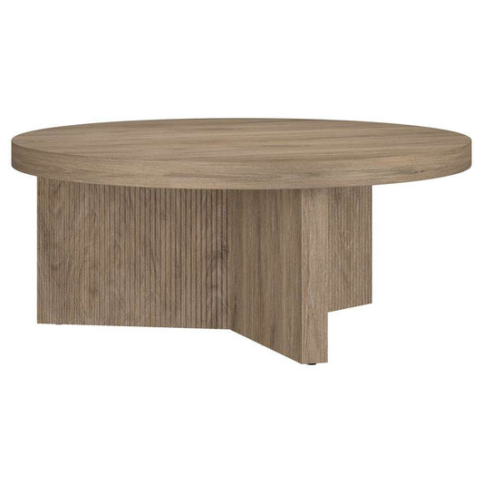 Hudson & Canal - Holm 36in Wide Round Coffee Table in Antiqued Gray Oak - CT2098 veiw 1