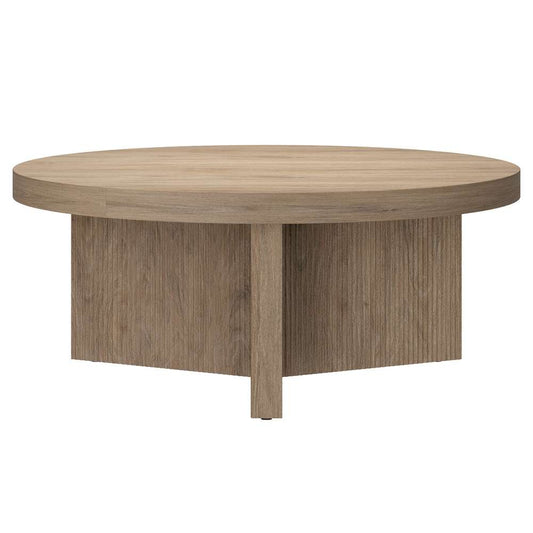 Hudson & Canal - Holm 36in Wide Round Coffee Table in Antiqued Gray Oak - CT2098 veiw 2