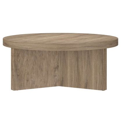 Hudson & Canal - Holm 36in Wide Round Coffee Table in Antiqued Gray Oak - CT2098 veiw 4