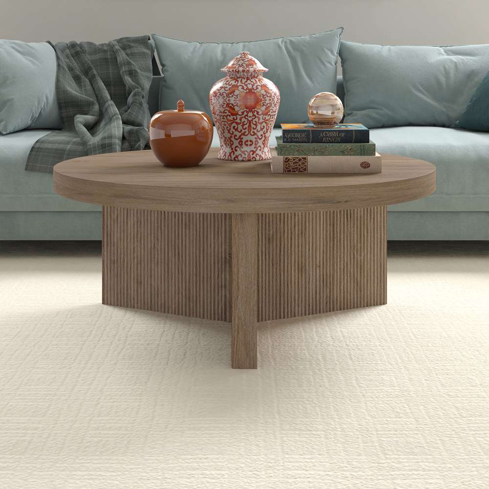 Hudson & Canal - Holm 36in Wide Round Coffee Table in Antiqued Gray Oak - CT2098 veiw 5