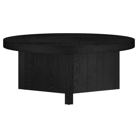 Hudson & Canal - Holm 36in Wide Round Coffee Table in Black Grain - CT2097 veiw 2