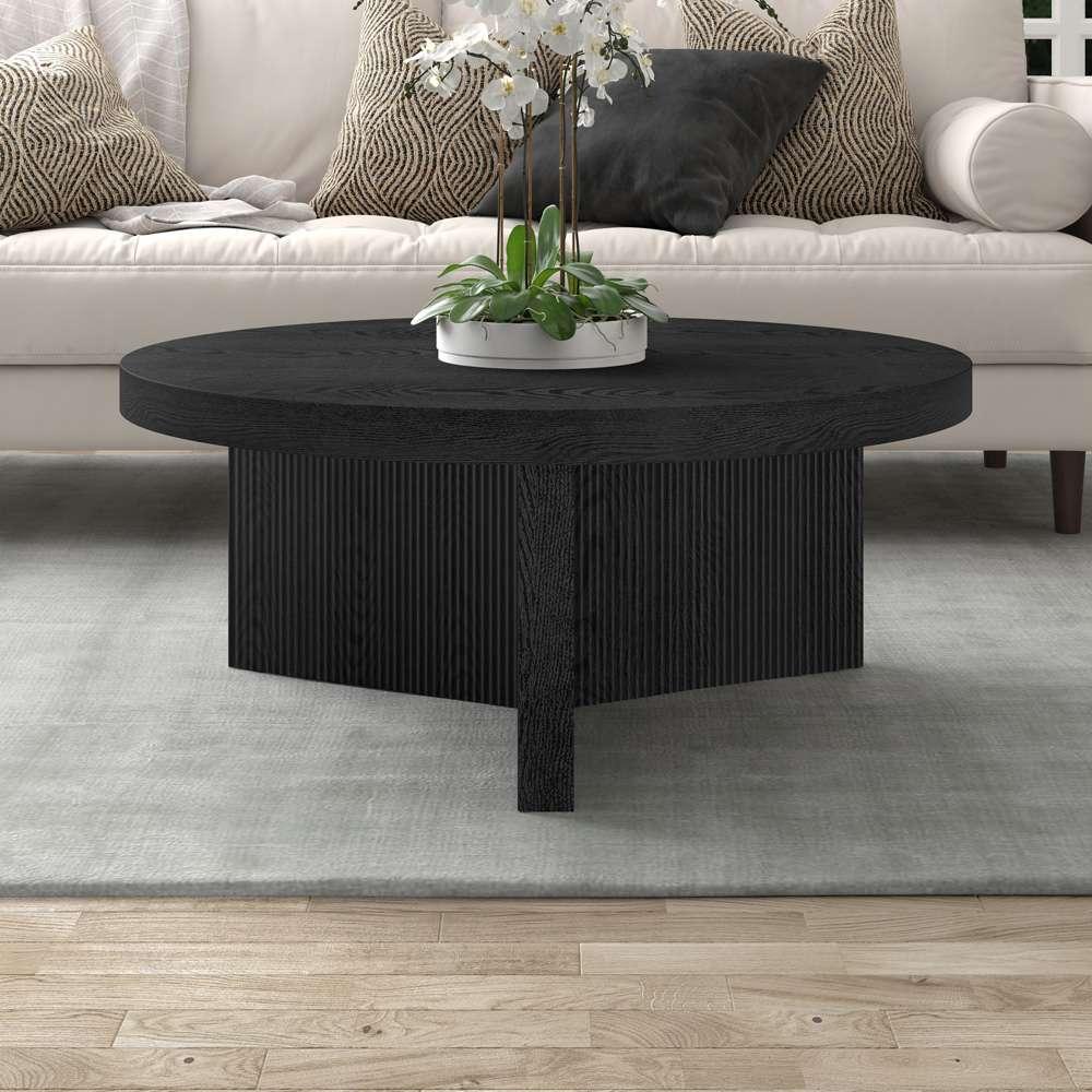 Hudson & Canal - Holm 36in Wide Round Coffee Table in Black Grain - CT2097 veiw 5