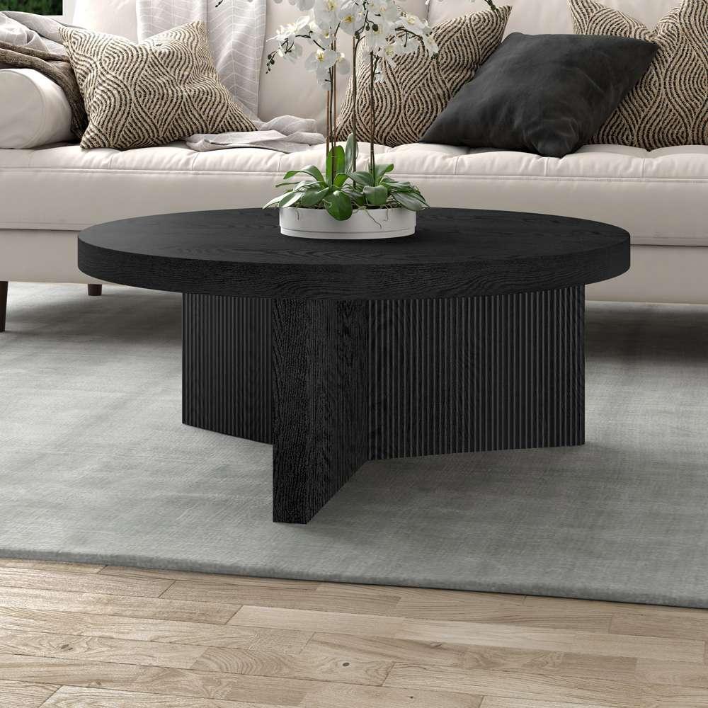 Hudson & Canal - Holm 36in Wide Round Coffee Table in Black Grain - CT2097 veiw 7