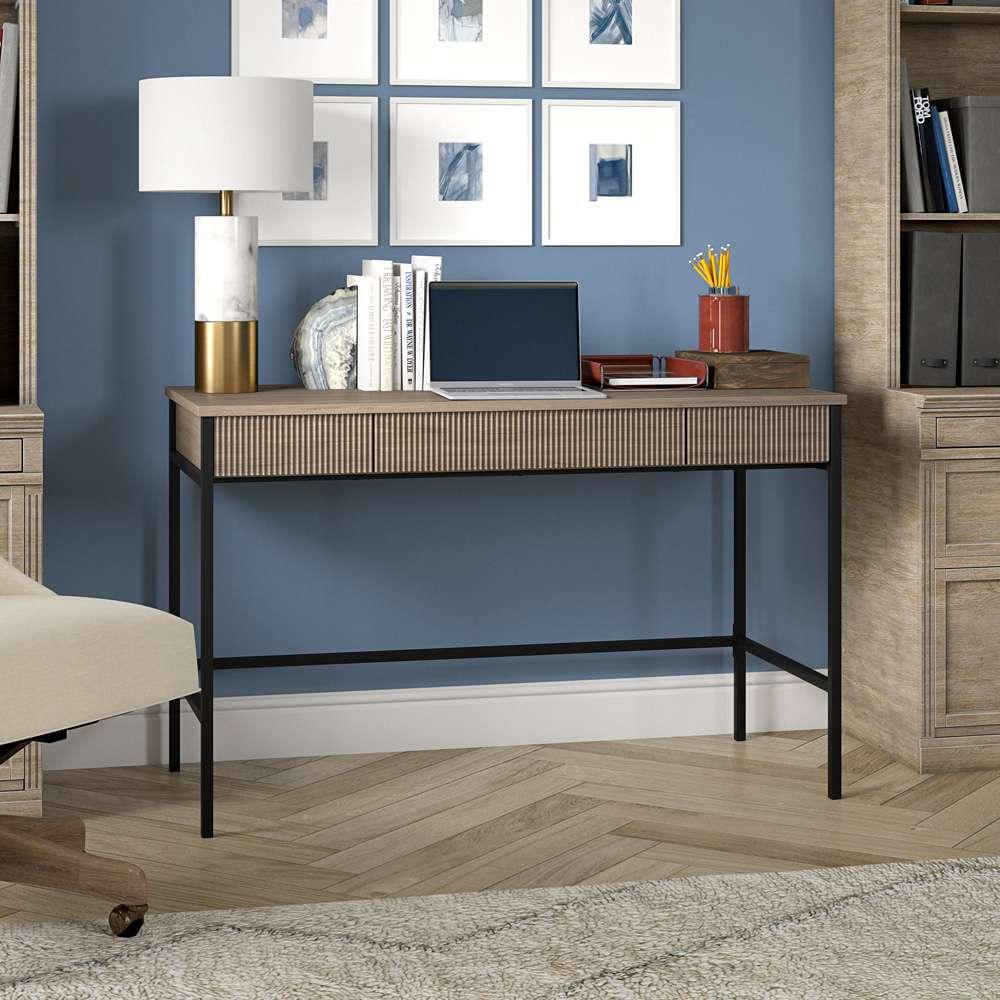 Hudson & Canal - Nolan 48in Wide Rectangular Writing Desk in Antiqued Gray Oak - OF2146 veiw 5