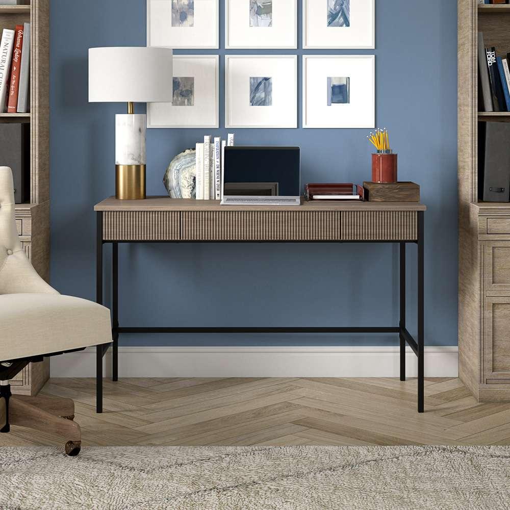 Hudson & Canal - Nolan 48in Wide Rectangular Writing Desk in Antiqued Gray Oak - OF2146 veiw 6
