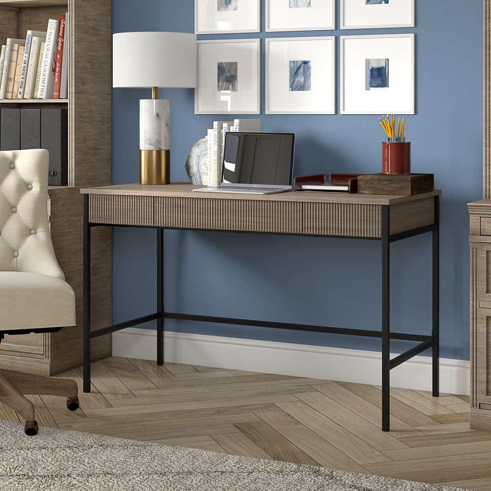 Hudson & Canal - Nolan 48in Wide Rectangular Writing Desk in Antiqued Gray Oak - OF2146 veiw 7