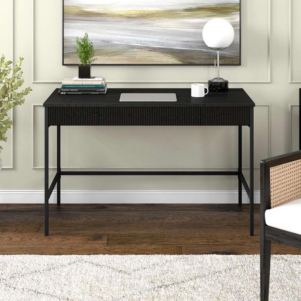 Hudson & Canal - Nolan 48in Wide Rectangular Writing Desk in Black - OF2145 veiw 6