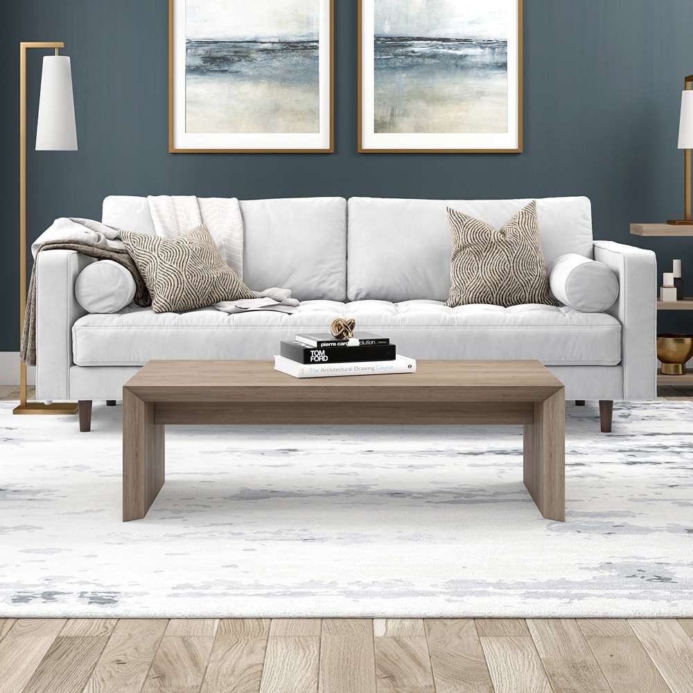 Hudson & Canal - Oswin 48in Wide Rectangular Coffee Table in Antiqued Gray Oak - CT2060 veiw 5