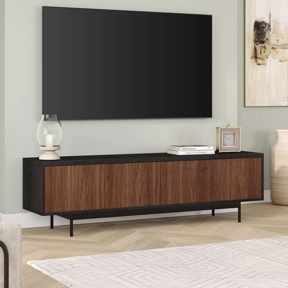 Hudson & Canal - Whitman Rectangular TV Stand for TVs up to 75in in Black Grain/Satin Walnut - TV2125 veiw 6