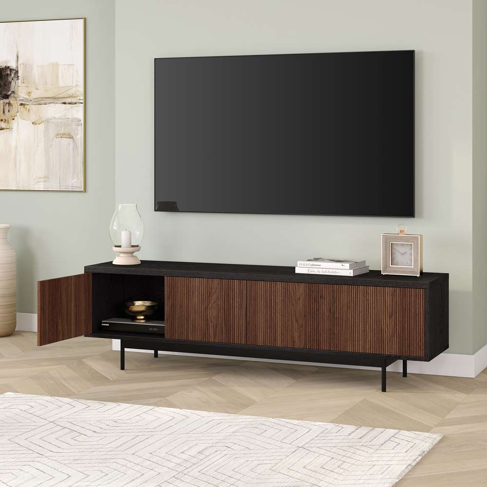 Hudson & Canal - Whitman Rectangular TV Stand for TVs up to 75in in Black Grain/Satin Walnut - TV2125 veiw 7
