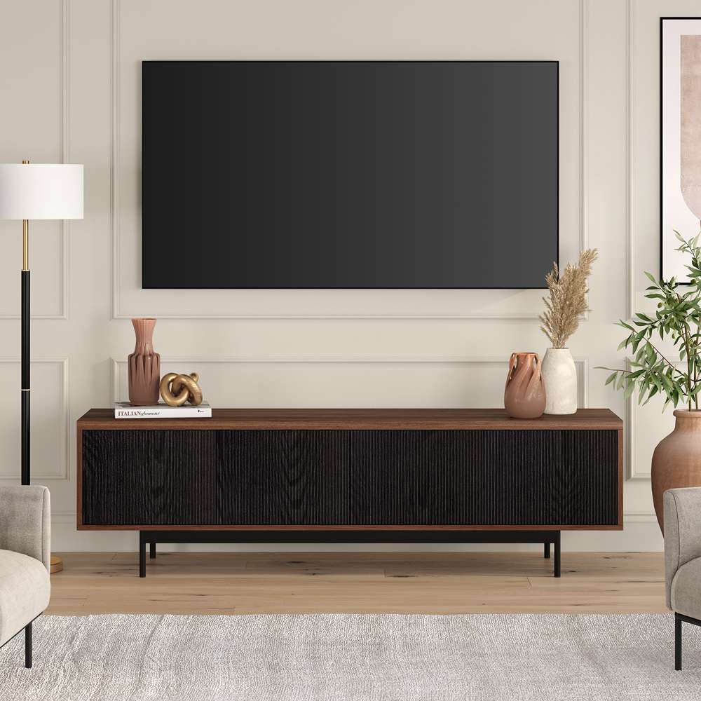 Hudson & Canal - Whitman Rectangular TV Stand for TVs up to 75in in Satin Walnut/Black Grain - TV2126 veiw 5