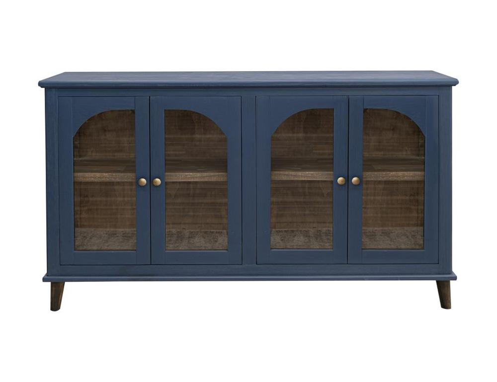 IFD - Genova - 4 Glass Door Blue Console - IFD3791CNSBL veiw 2