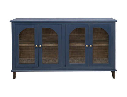IFD - Genova - 4 Glass Door Blue Console - IFD3791CNSBL veiw 2