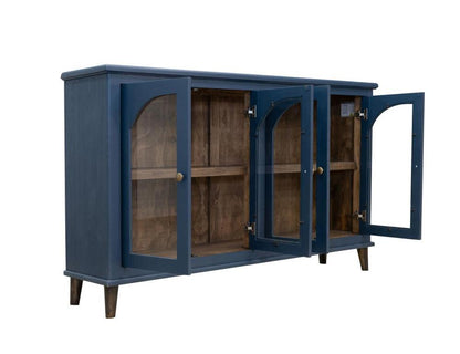 IFD - Genova - 4 Glass Door Blue Console - IFD3791CNSBL veiw 3