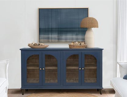 IFD - Genova - 4 Glass Door Blue Console - IFD3791CNSBL veiw 6