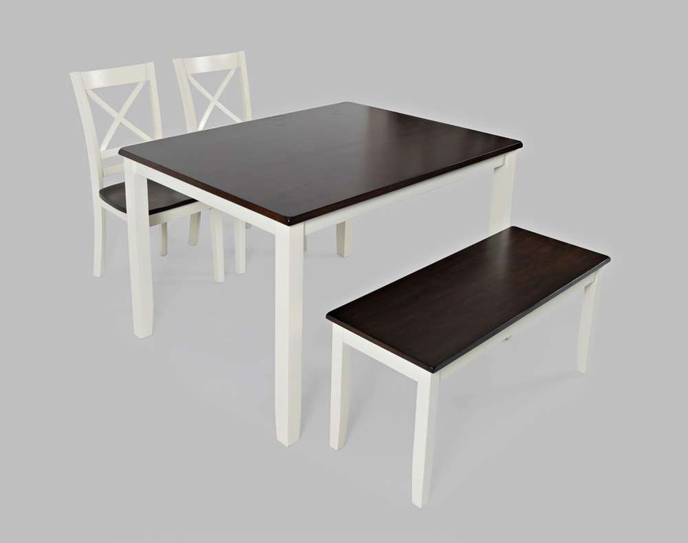 Jofran - Asbury Park Solid Acacia Farmhouse 4-Pack Dining Set - Table with 2 Chairs and Bench - 1805 veiw 1