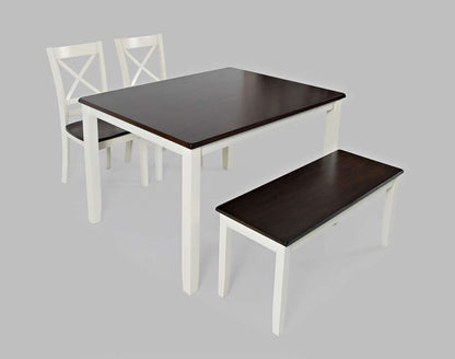 Jofran - Asbury Park Solid Acacia Farmhouse 4-Pack Dining Set - Table with 2 Chairs and Bench - 1805 veiw 1