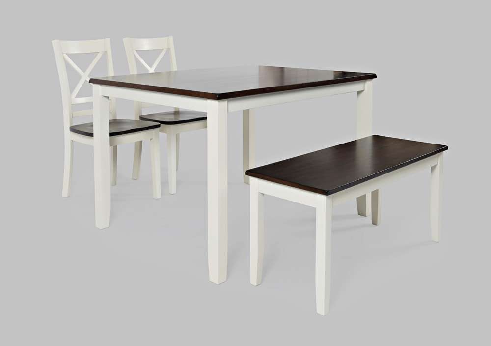 Jofran - Asbury Park Solid Acacia Farmhouse 4-Pack Dining Set - Table with 2 Chairs and Bench - 1805 veiw 2