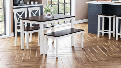 Jofran - Asbury Park Solid Acacia Farmhouse 4-Pack Dining Set - Table with 2 Chairs and Bench - 1805 veiw 6