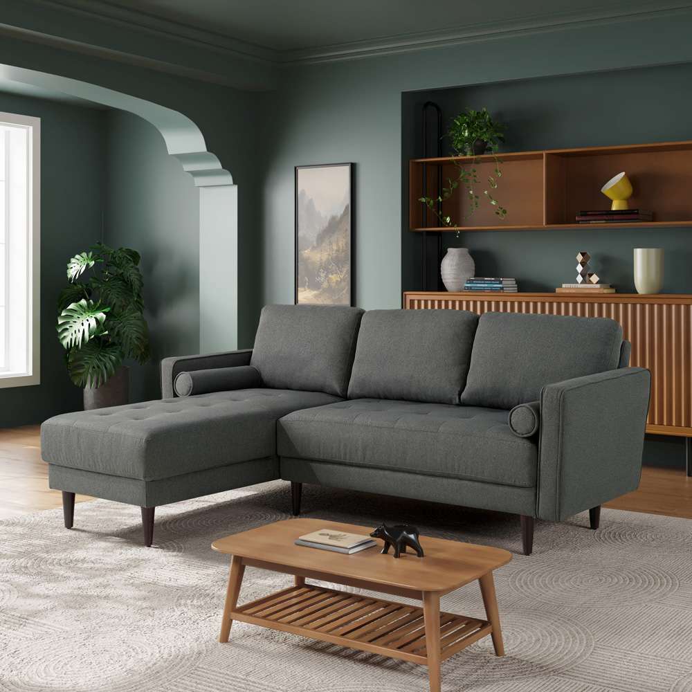 Lifestyle Solutions - Studio Living Langford Vegan Leather Sectional Sofa, Heather Gray - 135A001GRY-SET veiw 3