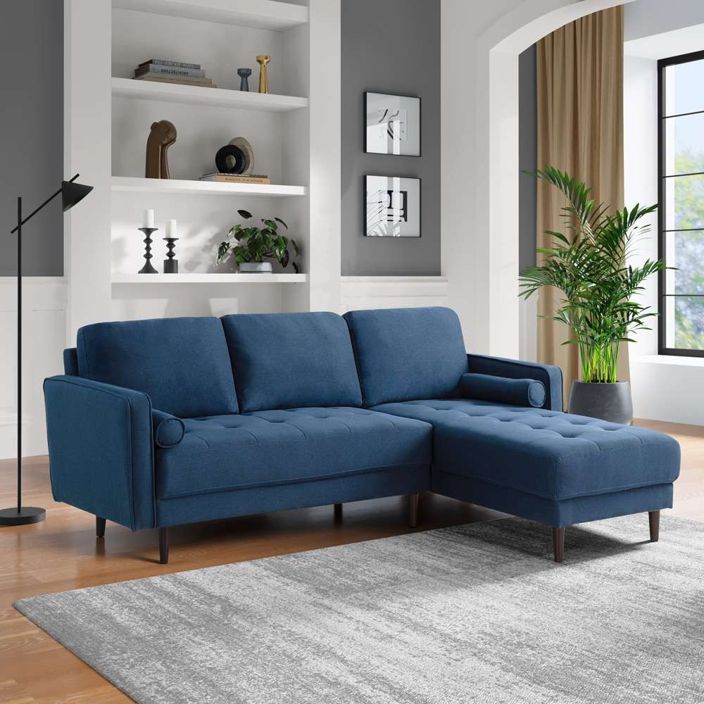 Lifestyle Solutions - Studio Living Langford Vegan Leather Sectional Sofa, Navy - 135A001NVY-SET veiw 3