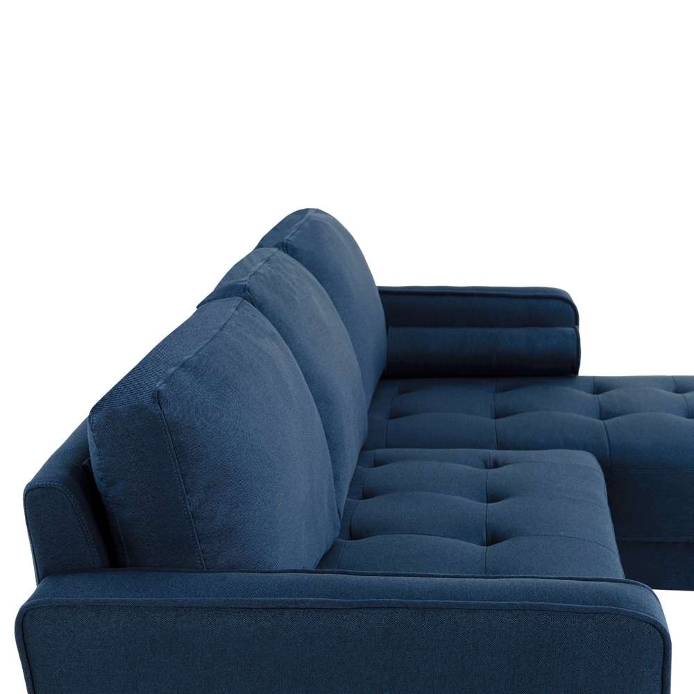 Lifestyle Solutions - Studio Living Langford Vegan Leather Sectional Sofa, Navy - 135A001NVY-SET veiw 9