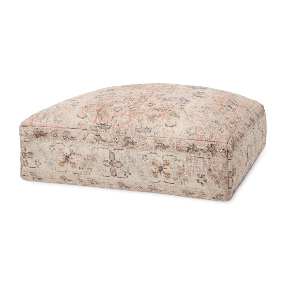 Loloi - LPF0020 Blush / Multi 24inW x 24inD x 8inH Pouf - PF01LPF0020BHMLFL03 veiw 1