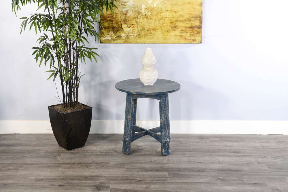 Sunny Designs - Marina -  Marina Farmhouse Mahogany Wood End Table in Ocean Blue - 3172OB-E veiw 4