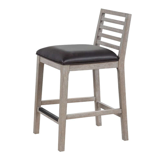 American Woodcrafters - Siri 26in Wood Stool - Driftwood Grey - B2-266-26L veiw 2