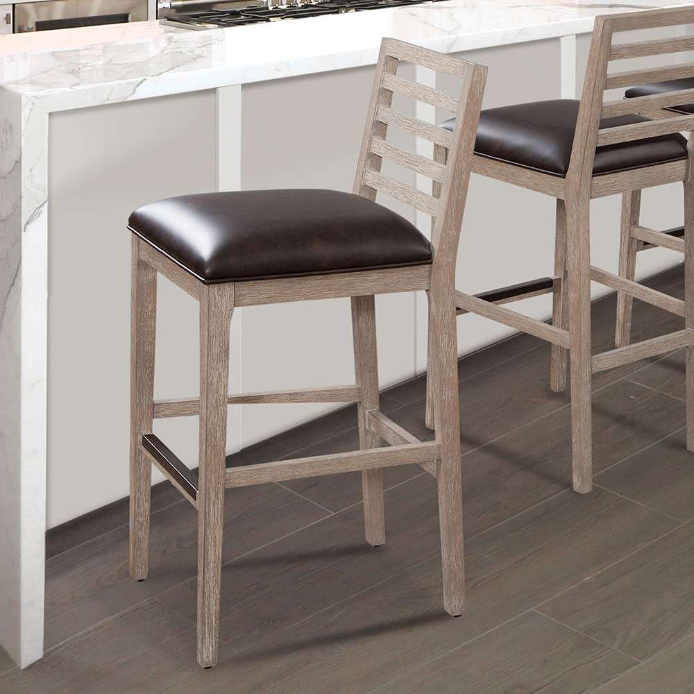 American Woodcrafters - Siri 26in Wood Stool - Driftwood Grey - B2-266-26L veiw 6