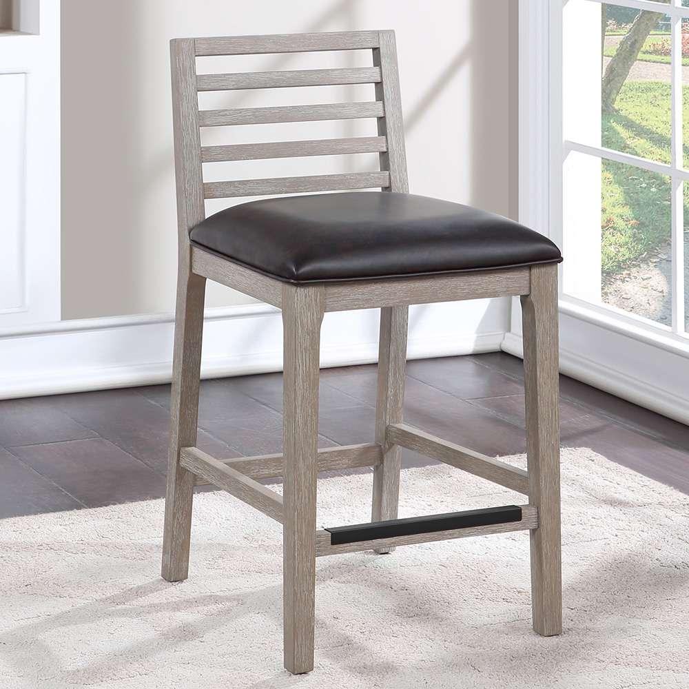 American Woodcrafters - Siri 26in Wood Stool - Driftwood Grey - B2-266-26L veiw 7