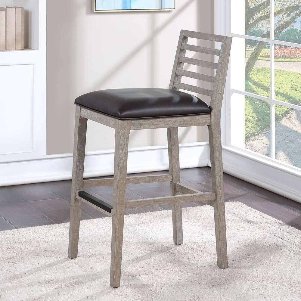 American Woodcrafters - Siri 30in Wood Stool - Driftwood Grey - B2-266-30L veiw 8