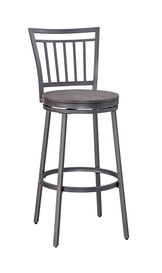American Woodcrafters - Stockton 25in Metal Swivel Stool - Slate Grey - Grey Oak Seat - B1-121-25W veiw 1