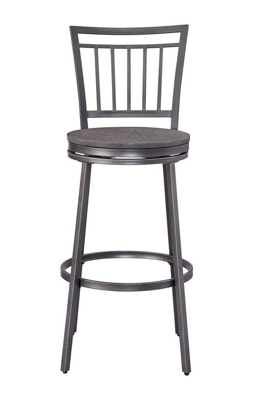 American Woodcrafters - Stockton 25in Metal Swivel Stool - Slate Grey - Grey Oak Seat - B1-121-25W veiw 2