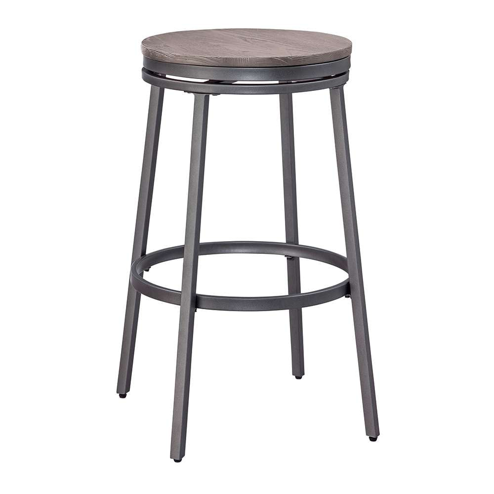 American Woodcrafters - Stockton 30in Backless Metal Swivel Stool - Slate Grey - Grey Oak Seat - B1-120-30W veiw 1