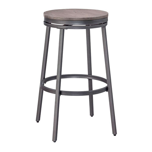 American Woodcrafters - Stockton 30in Backless Metal Swivel Stool - Slate Grey - Grey Oak Seat - B1-120-30W veiw 1