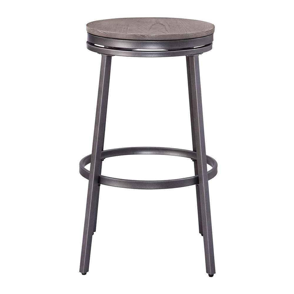 American Woodcrafters - Stockton 30in Backless Metal Swivel Stool - Slate Grey - Grey Oak Seat - B1-120-30W veiw 2