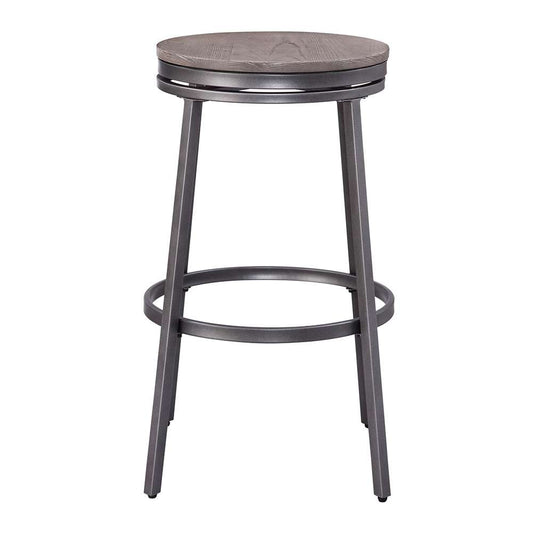 American Woodcrafters - Stockton 30in Backless Metal Swivel Stool - Slate Grey - Grey Oak Seat - B1-120-30W veiw 2