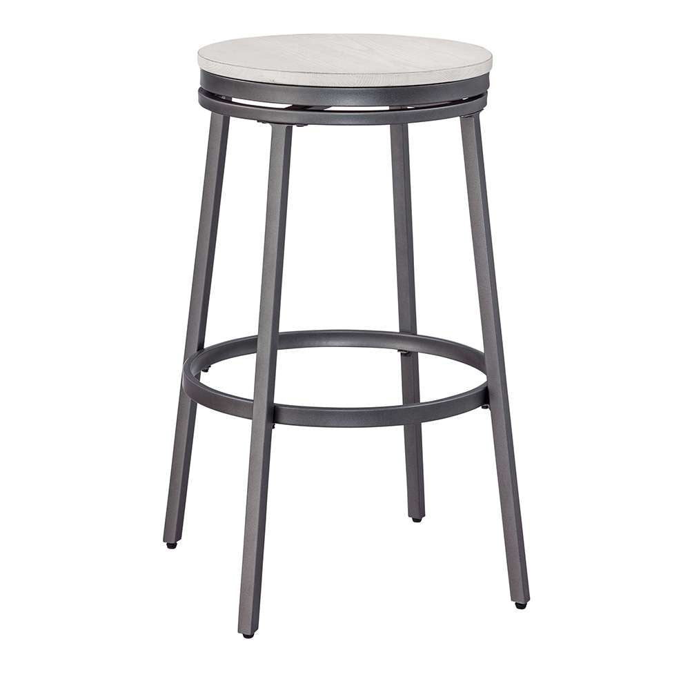 American Woodcrafters - Stockton 30in Backless Metal Swivel Stool - Slate Grey - White Oak Seat - B1-130-30W veiw 1